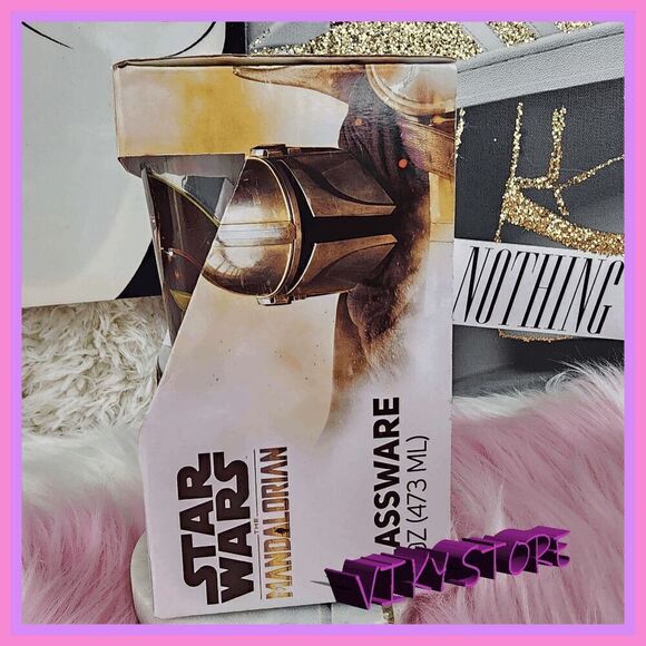 NWT 💖 Iconic Star Wars Mandalorian 16 oz Glass 💖 NWT - Picture 2 of 4